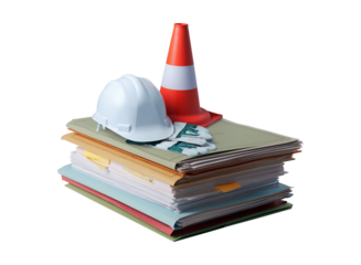 Pile of paperwork and work equipment