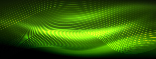Glowing neon wave abstract background - vibrant, luminescent waves pulsate in a captivating and electrifying display
