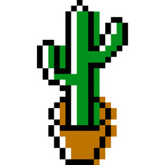 Fototapeta premium cactus cartoon icon in pixel style