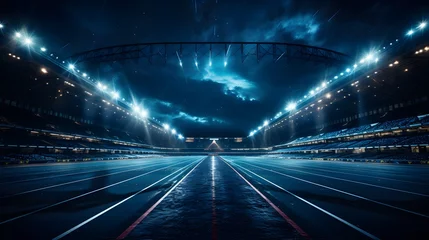 Foto op Canvas close up athletics stadium with race track view generative ai © alexandre