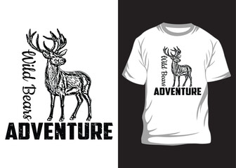 Deer t-shirt Design, Element in Vintage, Style for Logotype, Label, Badge, T-shirts, and other designs. Deer illustration, t-shirt design concept vector.