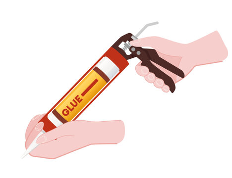 red glue gun being held by hands clip art preview