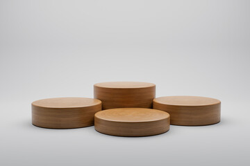 Modern Platform stand podium display on white room background. for empty product shelf or exhibition stage backdrop 3D rendering.	
