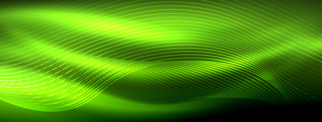 Glowing neon wave abstract background - vibrant, luminescent waves pulsate in a captivating and electrifying display