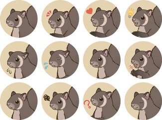 ムササビの表情アイコンセット