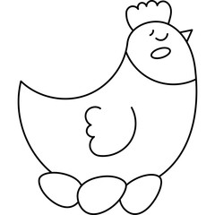 Chicken With Eggs Coloring Page