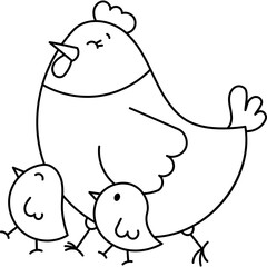 Chicken With Chick Coloring Page