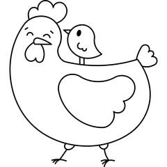 Chicken With Chick Coloring Page
