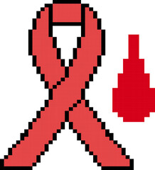 Blood drop icon cartoon in pixel style.