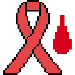 Obraz premium Blood drop icon cartoon in pixel style.