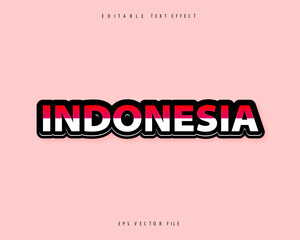 Fototapeta na wymiar 3d text effect editable Indonesian flag theme