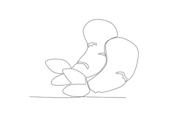 Vector continuous line drawing of hand carrots vector illustration junk food single line hand drawn minimalism style
