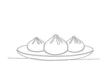 Vector continuous line drawing of hand bakpau vector illustration junk food single line hand drawn minimalism style