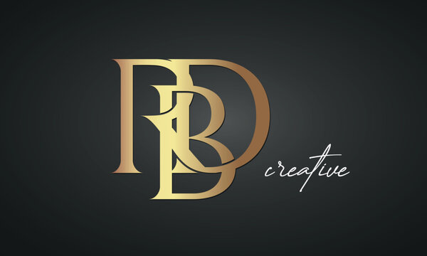 luxury letters RBD golden logo icon premium monogram, creative royal logo design	