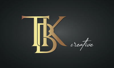 luxury letters TBK golden logo icon premium monogram, creative royal logo design	
