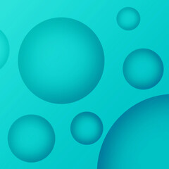 Illustration of Turquoise Blue 3D Various Sized Spheres for Abstract Background