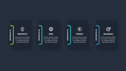 Rectangles infographic with 4 steps, options, parts or processes. Business data visualization.
