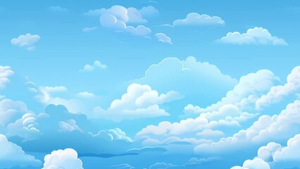 cartoon animated blue sky moving background with clouds seamless loop - Powered by Adobe