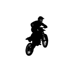 Obraz na płótnie Canvas Motocross in action. Motocross silhouette. Black and white motocross illustration.