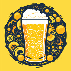 Mug of beer with Japanese wave pattern