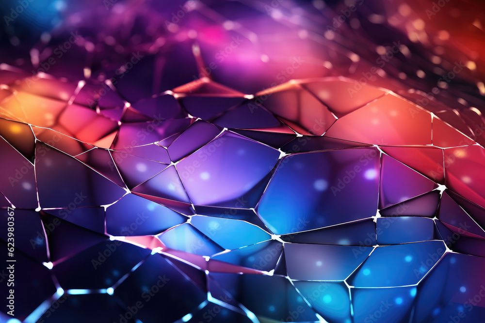 Aufkleber Web Abstract Creative Technology Network Background in Neon Colors extreme closeup. Generative AI