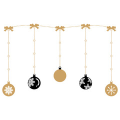 Fototapeta na wymiar Gold Hanging Christmas Decoration Icon