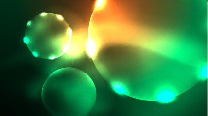 Neon glowing circles, magic energy space light concept, abstract background wallpaper design