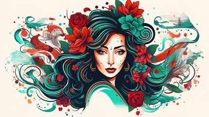 Illustrations and icons of the Mexican flag and the celebration of the holiday in the context of Mexico's Independence Day,AI generated. 