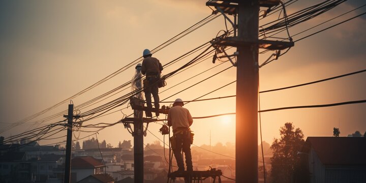 Electricians on Duty: Safely Working on Electricity Poles