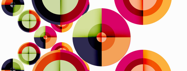 Obraz premium Circles with shadows trendy minimal geometric composition abstract background