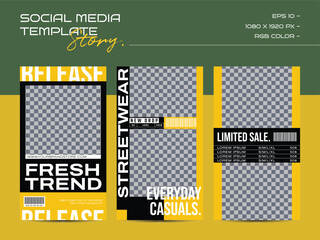 Modern urban futuristic streetwear fashion design for social media story template