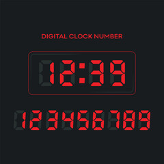 Digital clock number set. Time icon