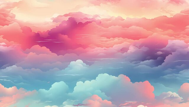 Twilight colorful clouds sky background cartoon loop animation