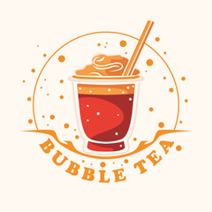 Bubble tea vector logo design. Tasty drink cafe logo template.