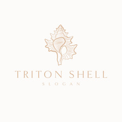 Triton shell vector logo design. Bohemian travel logo template.