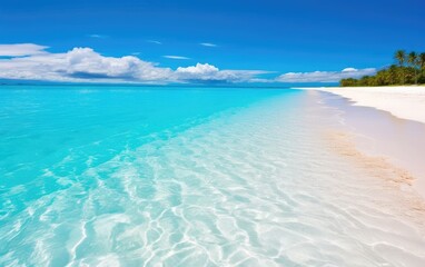 Fototapeta na wymiar Beautiful beach with white sand and turquoise water, Generative AI