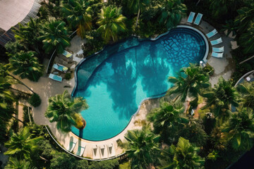 Obraz na płótnie Canvas Awe-Inspiring Aerial Shot of a Tropical Pool. Generative AI