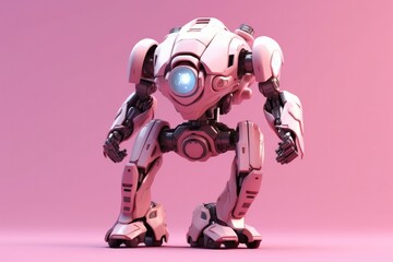 Illustration of futuristic robot isolated on pastel color background, Generative AI