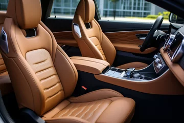 Deurstickers Modern transportation concept design shift dashboard expensive luxury business dash vehicle automobile comfortable leather car © SHOTPRIME STUDIO