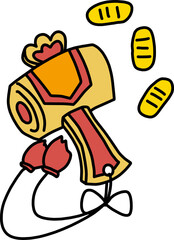 シンプルにデフォルメした打ち出の小づちのイラスト