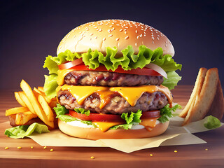 Big and tasty burger AI Generated