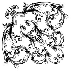 Classical baroque decorative filigree calligraphy element frame or border.