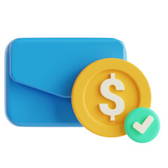 3D illustration of money received email