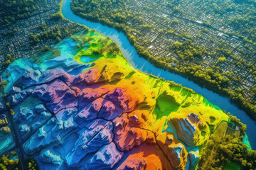 GIS product made after processing aerial pictures taken from a drone. AI