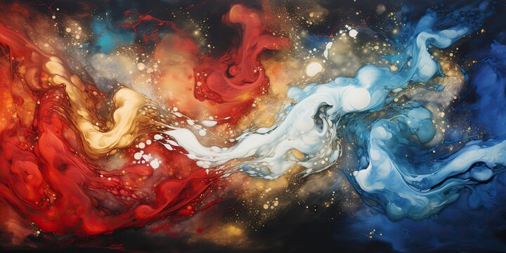 AI Generated. AI Generative. Abstract art design deawing decoration paint background canvas. Vibrant colors on paper with watercolor ink. Graphic Art