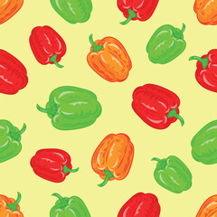 Pepper is an integral part of the ingredient in many dishes, vegetable, vegan, green, art, color, vitamins, healthy, background, vector, seamless pattern  