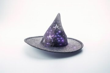 Fototapeta premium Black halloween witch hat isolated on white background, AI
