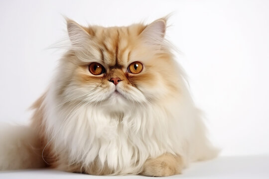 Image of persian cat on a white background. Pet. Animals. Illustration, generative AI.