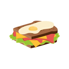 Sandwich. Snack fast food. Meatball sub, wrap and traditional ham and cheese on toast. Vector clip art illustration