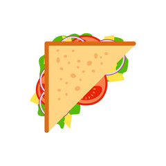 Sandwich. Snack fast food. Meatball sub, wrap and traditional ham and cheese on toast. Vector clip art illustration